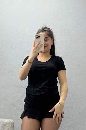 Viskon V Yaka Kısa Kollu Body Siyah - 5000.2127.