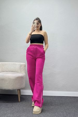 3 İplik Biyeli Palazzo Eşofman Altı Fuşya - 30104.1878.