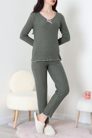 Fitilli İnterlok Pijama Takımı Koyuhaki - 70796.1048.