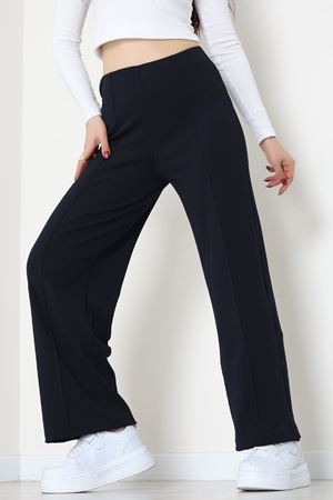 Zra Krep Lastikli Çımalı Pantolon Lacivert - 51251.1837.