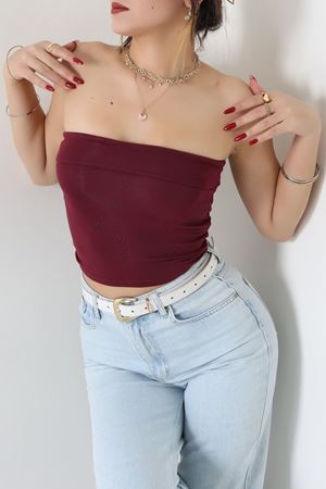 Likralı Straplez Ribana Atlet Bordo - 21922.200.