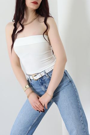 Likralı Straplez Ribana Atlet Ekru - 21922.200.