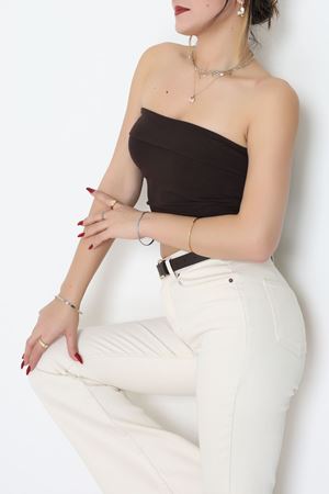 Likralı Straplez Ribana Atlet Kahve - 21922.200.