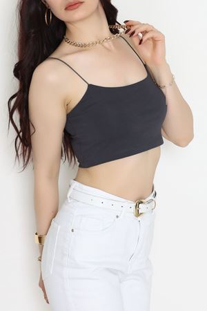 İp Askılı Crop Büstiyer Atlet Füme - 20544.200.