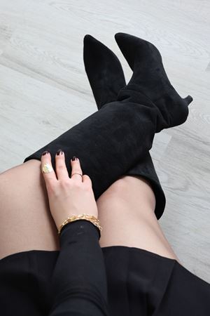 6 Cm Topuklu Çizme Süetsiyah - 32675.264.