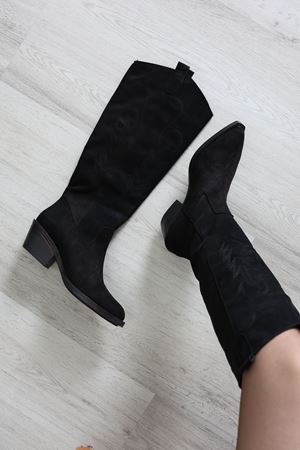 6 Cm Topuklu Çizme Süetsiyah - 32669.264.