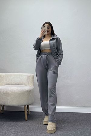 Likralı İthal Krep İkili Takım Gri - 42070.1567.