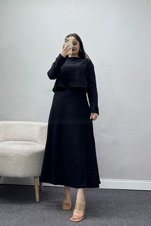 Raporlu Ribana Etekli Takım Siyah - 55015.1567.