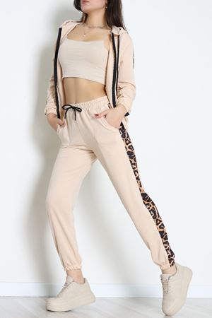 Garnili Fermuarlı 2 İplik Eşofman Takımı Bej - 50789.1857.