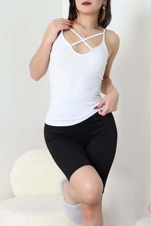 Likralı Arkası Ve Önü Biyeli İp Askılı Atlet Siyahbeyazlaci - 39093.200.