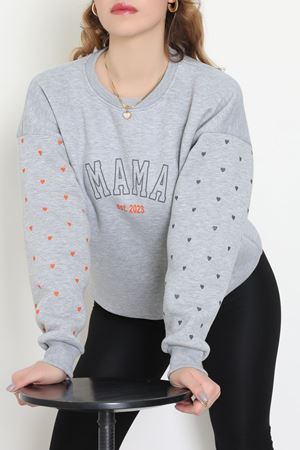 3 İplik Bisiklet Yaka Sweat Gri - 42238.1878.