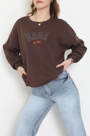 3 İplik Bisiklet Yaka Sweat Kahve - 42238.1878.