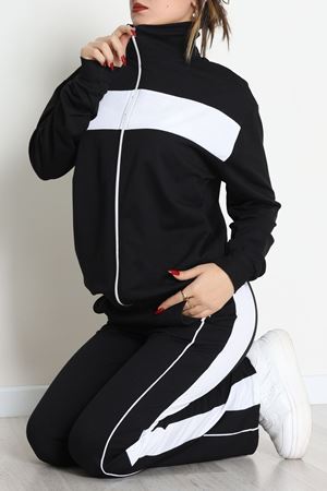 Garnili Fermuarlı 2 İplik Eşofman Takımı Siyahbeyaz - 50790.1857.