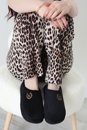 Nakışlı Ev Terliği Siyah - 42904.264.