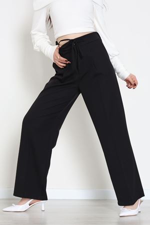 Dabıl Kumaş Beli Bağcıklı Pantolon Siyah - 51615.683.