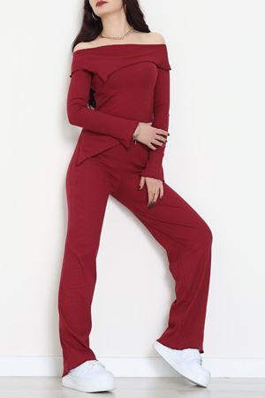 Madonna Yaka Asimetrik Kesim Takım Bordo - 55029.1567.