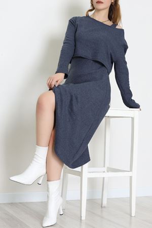 Raporlu Ribana Etekli Takım Lacivert - 55015.1567.