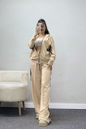 Pul Garnili 2 İplik Eşofman Takımı Bej - 50799.1857.