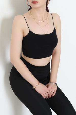 İp Askılı Crop Büstiyer Atlet Siyah - 20544.200.