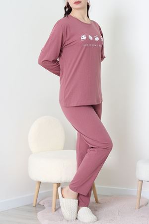 Süprem Kumaş Mevsimlik Pijama Takımı Bordo Gülkurusu1 - 31897.1961.
