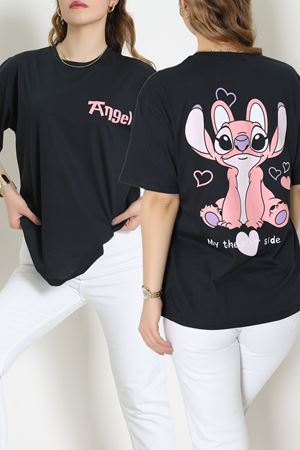 Baskılı Kompakt Penye Tişört Antipembe - 55044.1872.