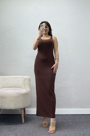 Kalın Askılı Sandy Elbise Kahve - 70833.1949.