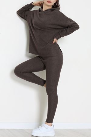 Raporlu İnterlok Kapşonlu İkili Takım Acıkahve - 55040.1567.