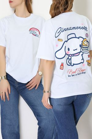 Baskılı Kompakt Penye Tişört Beyazsarı - 55044.1872.