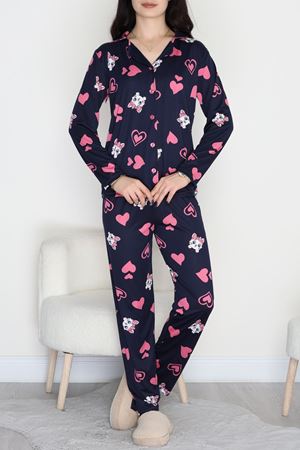 Milan Düğmeli Pijama Takımı Lacipembe - 50870.1857.