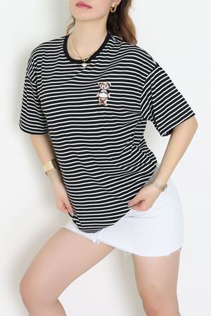 Baskılı Kompakt Penye Tişört Siyahbeyaz - 55044.1872.