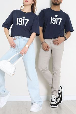Kompakt Penye Unisex Tişört Lacivert - 55064.1872.