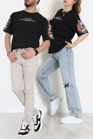 Kompakt Penye Unisex Tişört Siyahbeyaz - 55064.1872.