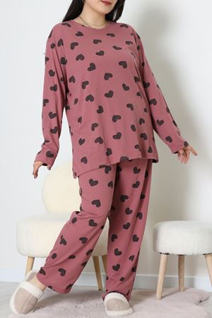 Süprem Kumaş Mevsimlik Pijama Takımı Bordo Gülkurusu - 31897.1961.