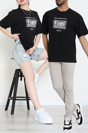 Kompakt Penye Unisex Tişört Siyahkahve - 55064.1872.