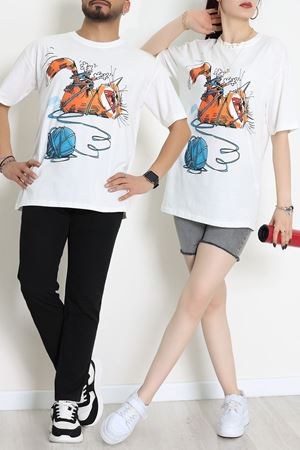 Kompakt Penye Unisex Tişört Ekruturuncu - 55064.1872.