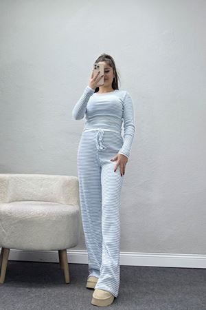 Çizgili Kaşkorse İkili Takım Mavibeyaz - 55033.1567.