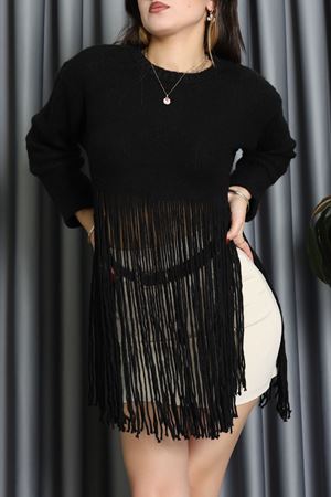 Püsküllü Triko Kazak Siyah - 70898.1724.