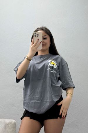 Kompakt Penye Unisex Tişört Gribeyaz - 55064.1872.