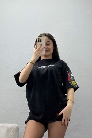 Kompakt Penye Unisex Tişört Siyahbeyaz - 55064.1872.