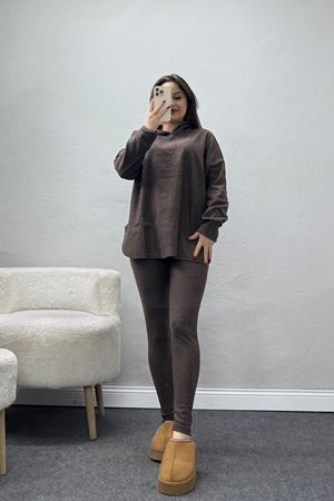 Raporlu İnterlok Kapşonlu İkili Takım Acıkahve - 55040.1567.