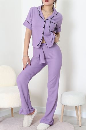 Bürümcük Kumaş Pijama Takımı Lila - 31800.1961.