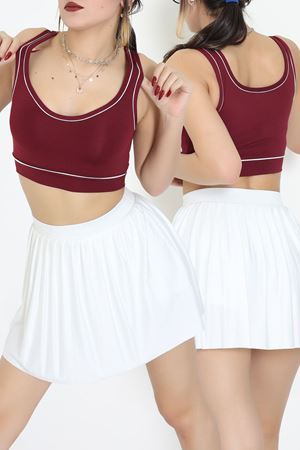 Biyeli Kalın Askılı Crop Atlet Bordo - 9032.125.