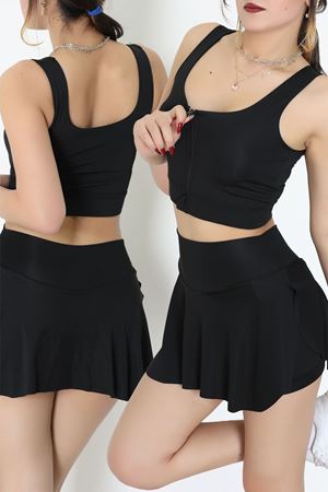 Fermuarlı Kaplı Büstiyer Siyah - 9039.125.