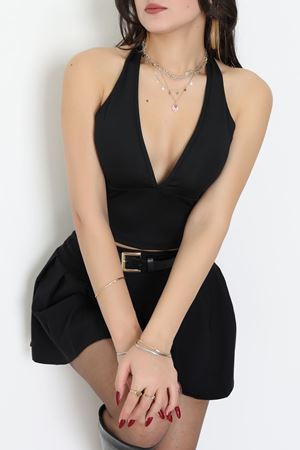 Dalgıç Kumaş Kaplı Bluz Siyah - 9052.125.