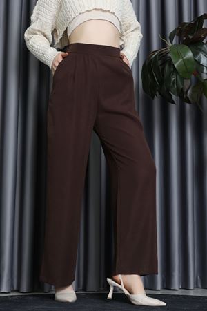 Pileli Lastikli Pantolon Kahve - 70997.1934.