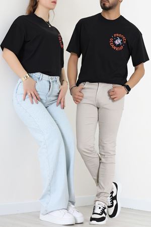 Kompakt Penye Unisex Tişört Siyahmor - 55064.1872.