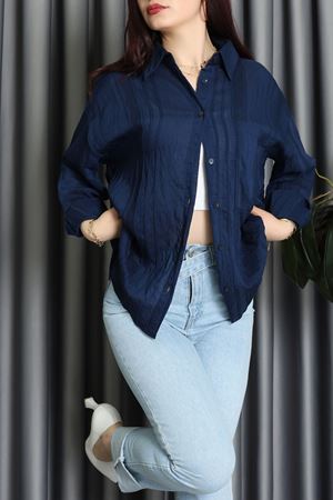 Geniş Çizgili Buklet Oversize Gömlek Laci - 70995.1934.