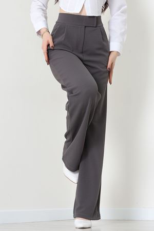 Kemer Cırtlı Krep Pantolon Koyufüme - 20255.1865.