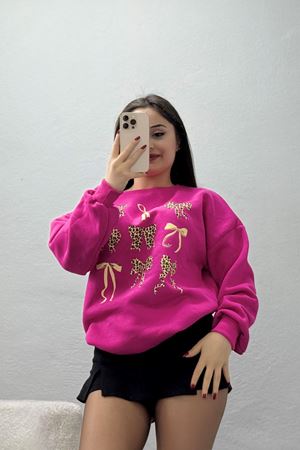 3 İplik Baskılı Sweat Fuşya - 42244.1878.