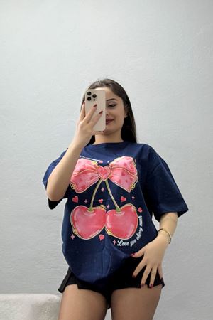 Baskılı Kompakt Penye Tişört Lacikırmızı - 55044.1872.